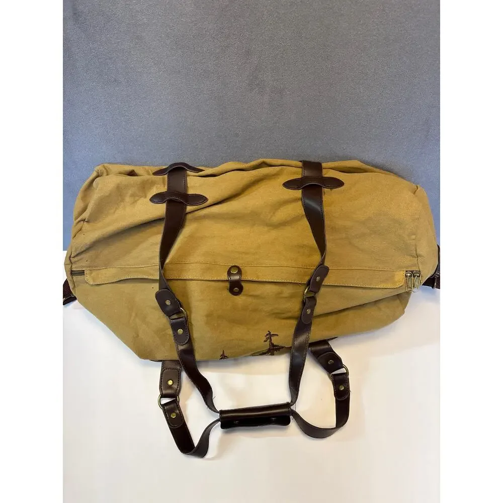 Lakeside Collection Canvas Duffel With Bear Scene 22x10x10 - Picture 3 of 5